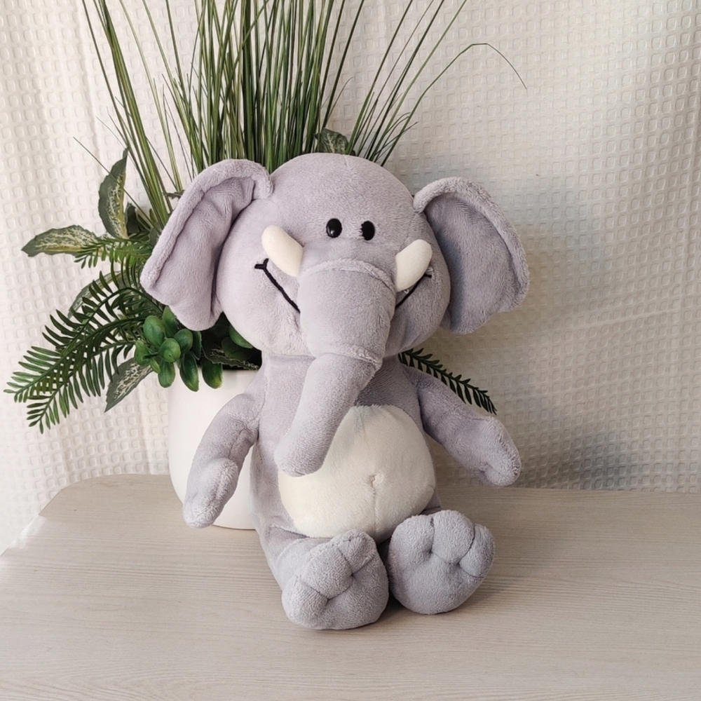 Soft Gray Elephant Plush in Sitting Position 9.5"